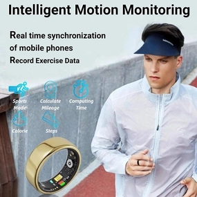 Smart Ring Health Tracker,Sleep Heart Rate Health Monitor, Wearable Fitness Tracker, Health Rings for Women & Men 7-Day Ultra Long Standby Time, IPX8 Water-Resistance (Golden 7)
