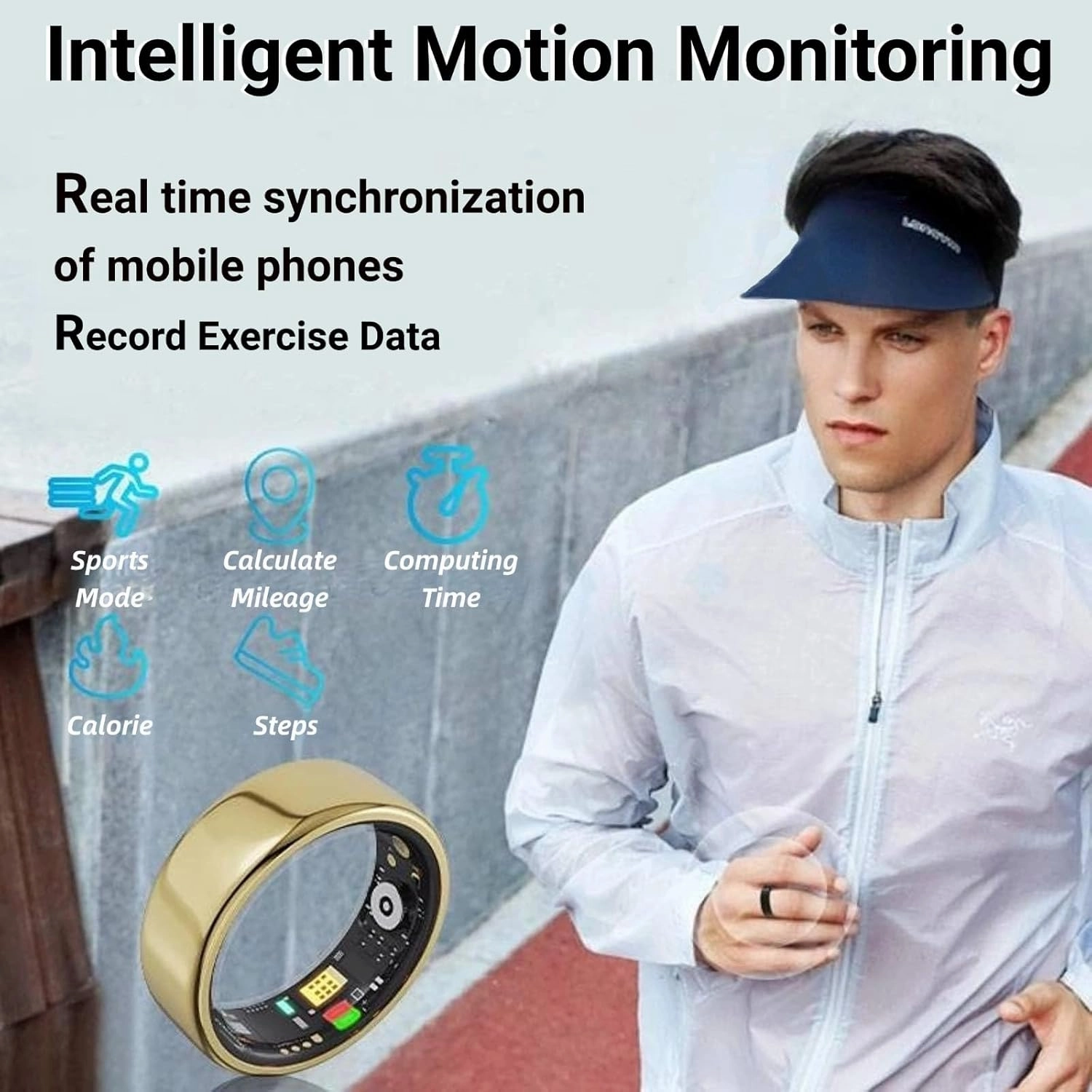 Smart Ring Health Tracker,Sleep Heart Rate Health Monitor, Wearable Fitness Tracker, Health Rings for Women & Men 7-Day Ultra Long Standby Time, IPX8 Water-Resistance (Golden 7)