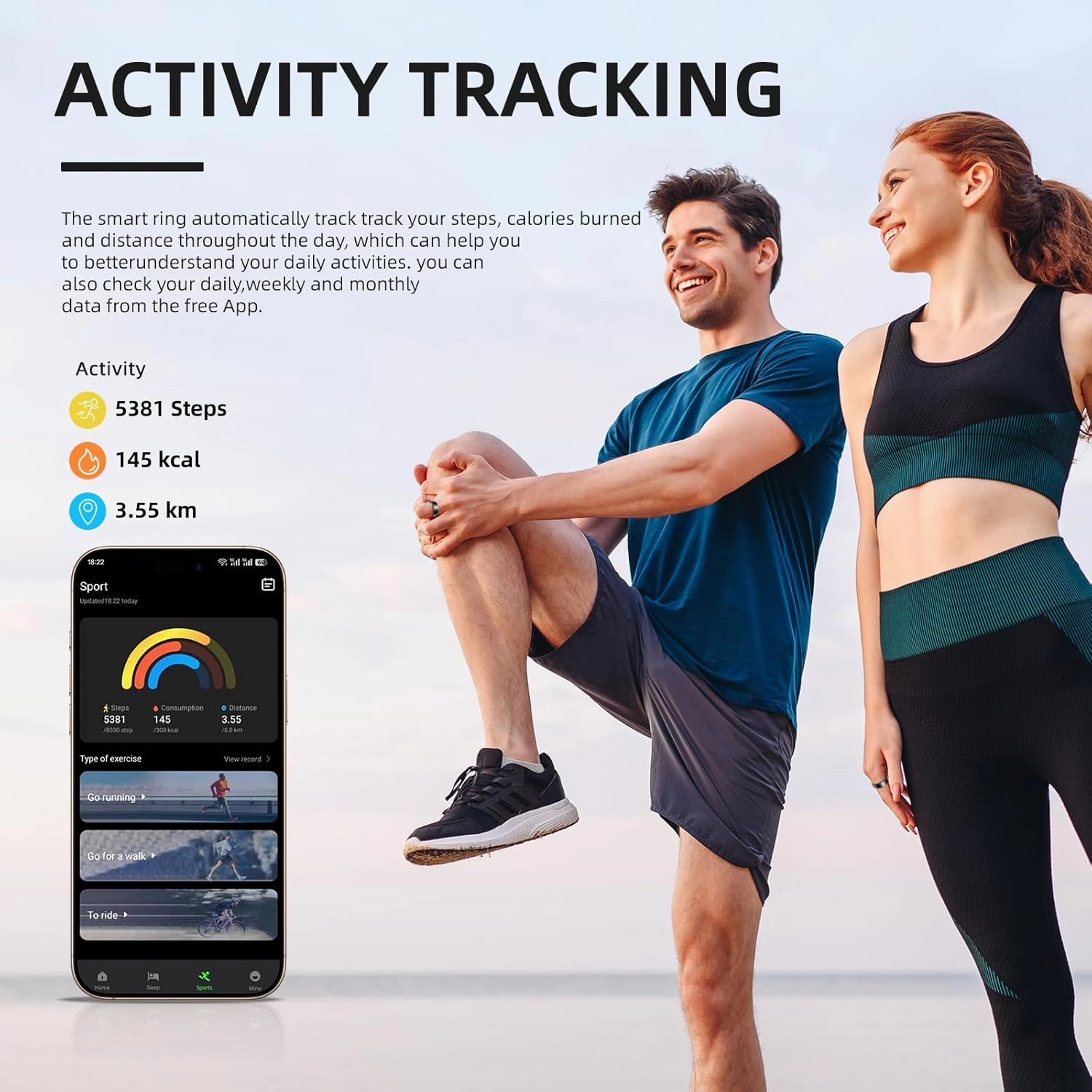 Smart Ring Pro, Fitness Tracker with Heart Rate, Blood Pressure, Stress, Sleep Tracking, Step Tracking, 10ATM Waterproof, Smart Ring for iPhone and Android (Silver 2.0, 9)