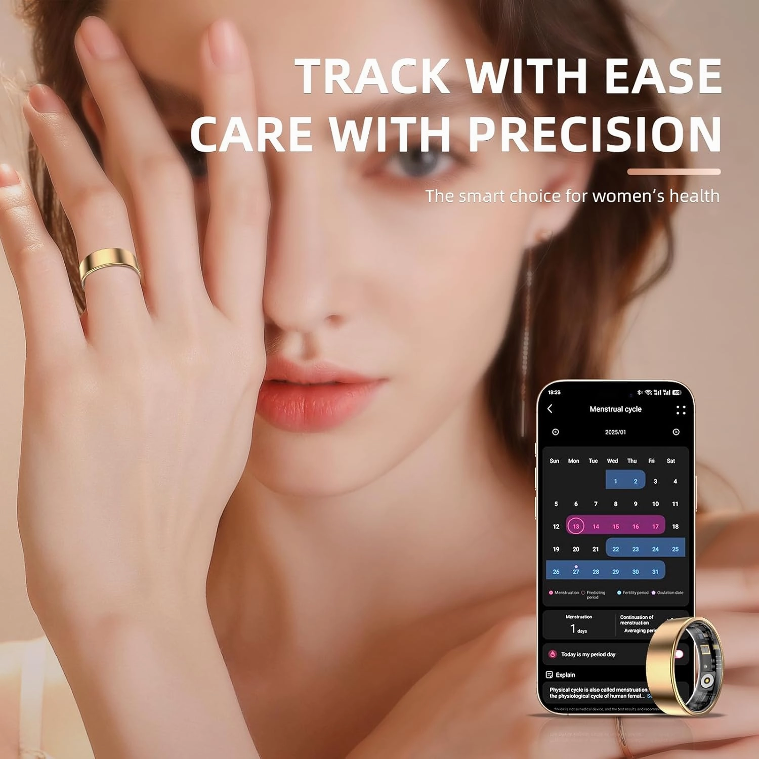 Smart Ring Pro, Fitness Tracker with Heart Rate, Blood Pressure, Stress, Sleep Tracking, Step Tracking, 10ATM Waterproof, Smart Ring for iPhone and Android (Silver 2.0, 9)