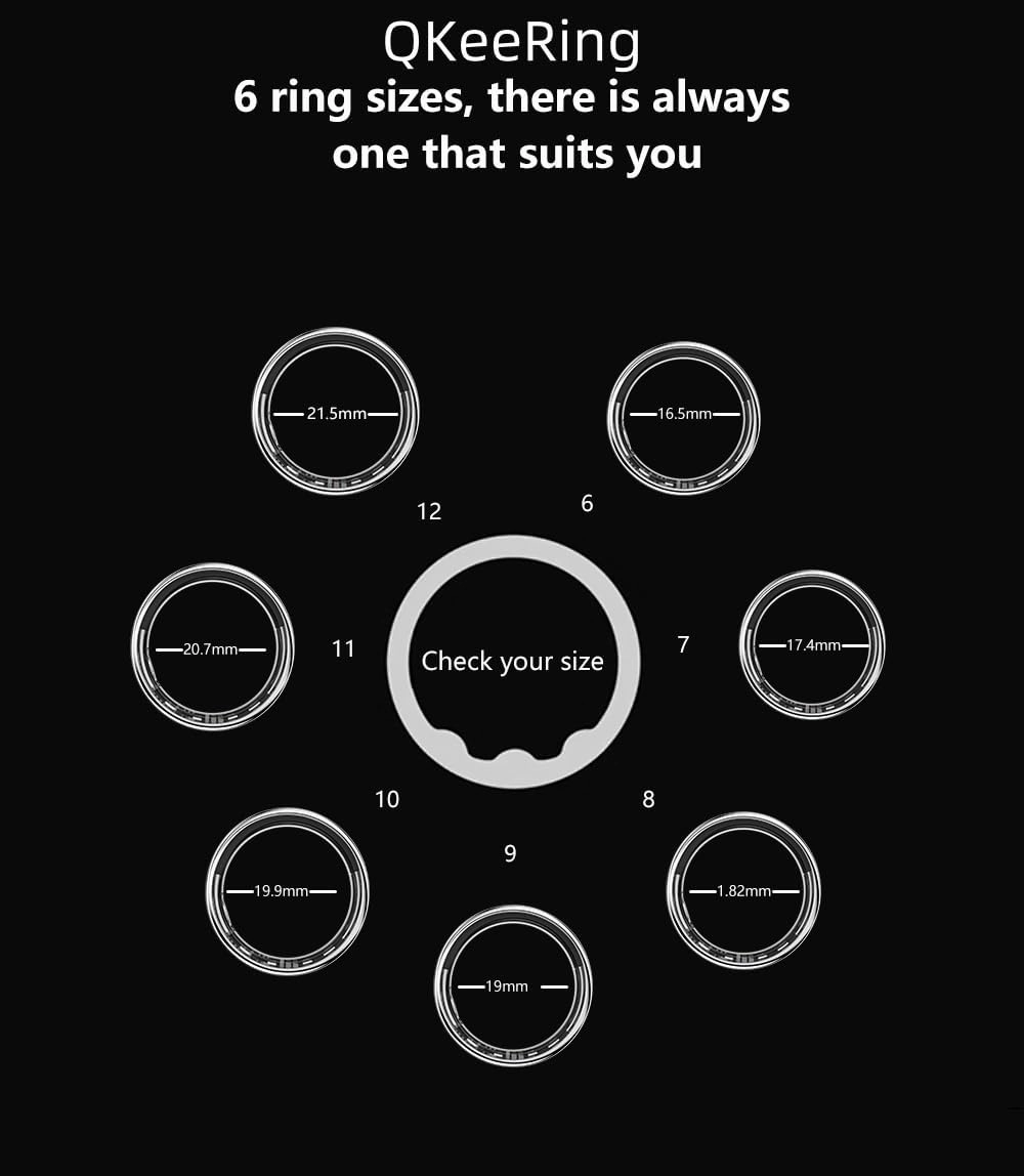 Smart Ring Sleep Tracker,Fitness Tracker with Heart Rate/Blood Oxygen/Activity Monitoring/Air Gestures/Remote Photograph,IP68 Waterproof Suit for iOS/Android(Black,8)