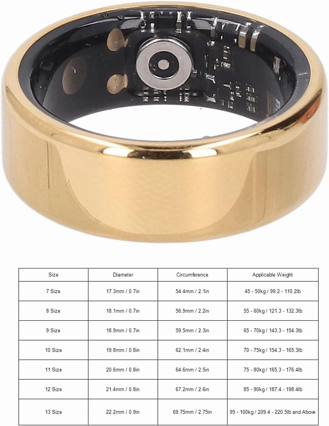 Smart Ring, Sleep Tracking Wearable, Fitness Tracker, IP68 Water Proof, Surport Charging, for Men Women Working Out Gym, Up to 5 Days of Battery Life (8#)