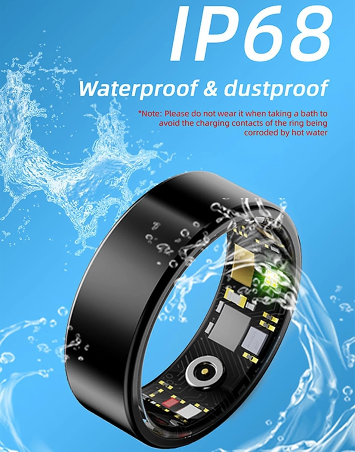 Smart Rings for Men Women Fitness Ring Heart Rate Monitor Sleep Tracker Blood Pressure Ring Health Pedometer Calories Step Counter Waterproof Fitness Tracker for iOS Android Phones