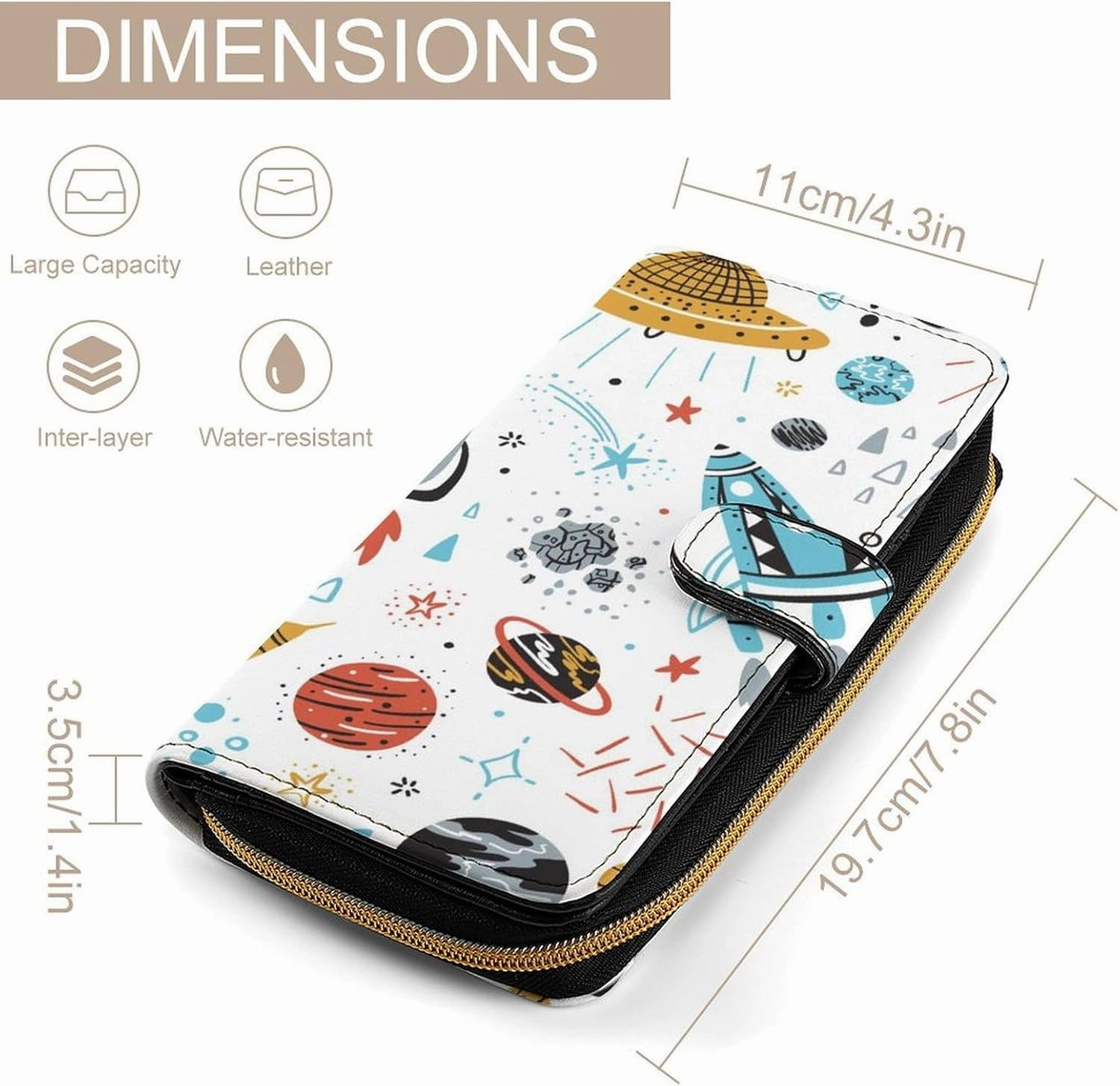 Soft Clutch PU Leather Wallet with 12 Card Slots, Zipper Card Case Holder Purse