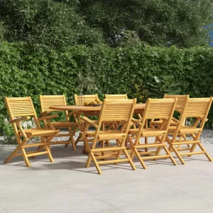 Solid Teak Wood Folding Patio Chairs Set of 8, 21.7x24.4x35.4 Inch Weather-Resistant Outdoor Furniture with Slatted Design for Backyard, Poolside, Camping & Beach