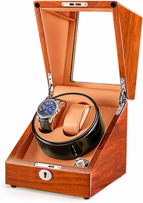 Solid Wood Double Watch Winder Box for Automatic Watches