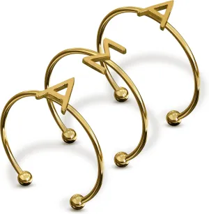 Sorority Shop Alpha Sigma Alpha Stacking Ring Set - Adjustable Rings with 18k Gold Plating