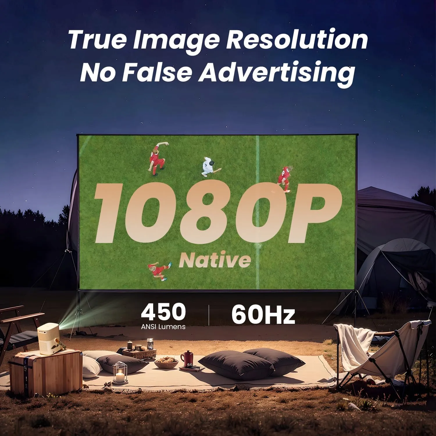 [Sound by JBL& Built-in Battery] Yaber T2 Outdoor Projector with WiFi 6 and Bluetooth, Native 1080P Smart Portable Projector for Inside Outside,Compatible with TV Dongle(Not included)(Camping style)