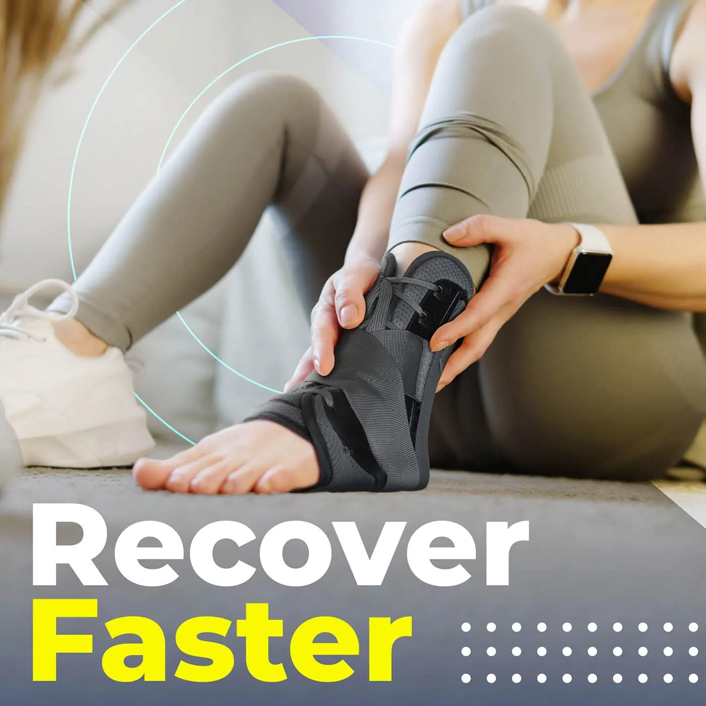Sparthos Lace Up Ankle Brace - Support for Injury Recovery and Foot Sprains - Compression for Running, Basketball, Volleyball - Compression Stabilizer Braces - For Men & Women (Gray - XL)