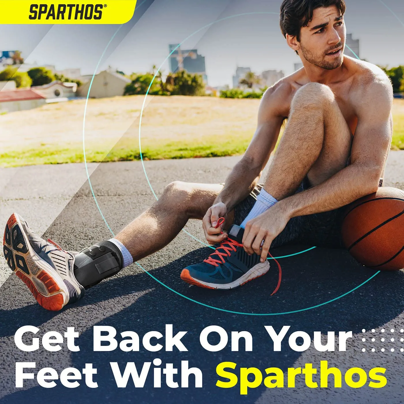 Sparthos Lace Up Ankle Brace - Support for Injury Recovery and Foot Sprains - Compression for Running, Basketball, Volleyball - Compression Stabilizer Braces - For Men & Women (Gray - XL)