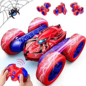 Spider RC Cars Remote Control Car, Double Sided 360°Flip 4WD Rechargeable RC Drift Car,Toys for 3-12 Year Old Boys,Toys for Ages 5-7 Toys for Ages 8-13 Christmas Basket Stuffers (Red)