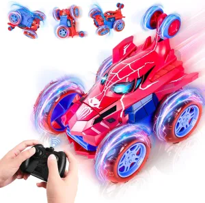 Spider RC Stunt Car Toys for Boys 3 4 5 6 7 8 9 10 Year Old, 360° Rotating 4WD Remote Control Cars with Lights All Terrain Rechargeable Off-Road Car Kids Girls Birthday Gifts