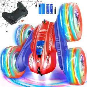 Spider Remote Control Car Rc Cars Toys, Double-Sided Driving 360° Flips 4WD with Bright Lights for Kids, Fun Outdoor Toys Gifts for Kids Boys Birthday or Christmas Age 4 5 6 7 8 9 10 11 12 years old