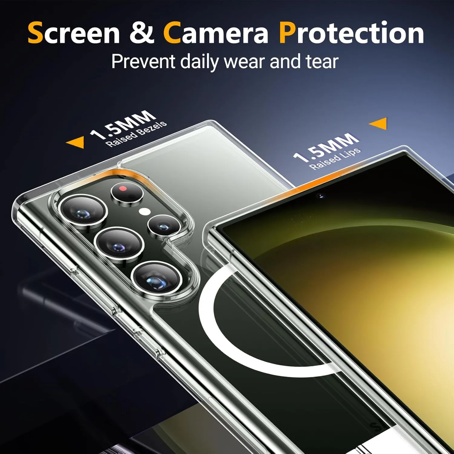 SPIDERCASE Magnetic for Samsung Galaxy S23 Ultra Case, [3 Stand Ways][ Military Grade Drop Protection] with Invisible Stand Shockproof Slim Case for Samsung S23 Ultra 6.8", Clear