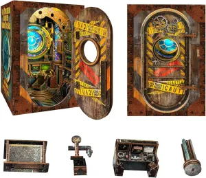Spilay DIY Book Nook Kit,DIY Dollhouse Booknook Bookshelf Insert Decor Alley,Bookends Model Build kit with LED Light,Handmade Crafts Gifts for Birthday Christmas and Valentine's Day-SQ39