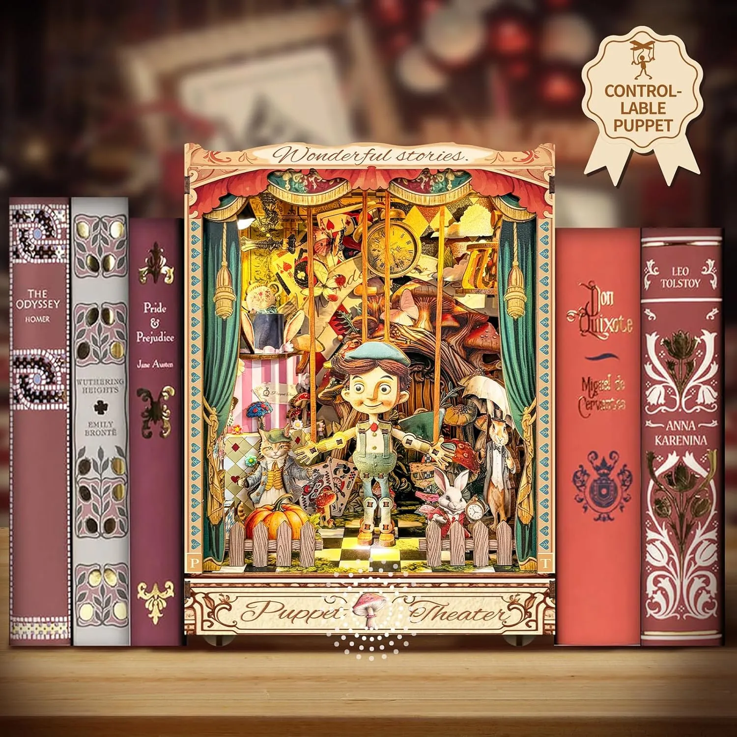 Spilay DIY Book Nook Kit,DIY Dollhouse Booknook Bookshelf Insert Decor Alley,Bookends Model Build kit with LED Light,Handmade Crafts Gifts for Birthday Christmas and Valentine's Day（SQ33）