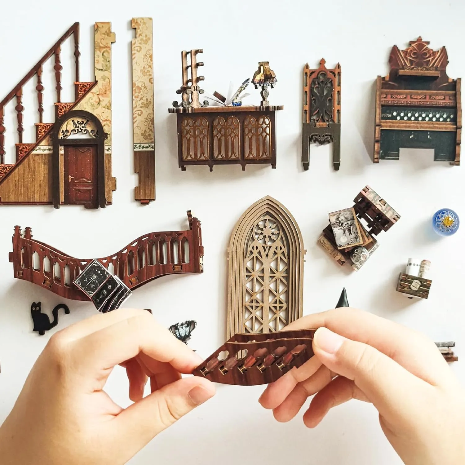 Spilay DIY Book Nook Kit,DIY Dollhouse Booknook Bookshelf Insert Decor Alley,Bookends Model Build kit,Handmade Crafts Gifts for Birthday Christmas and Valentine's Day (Wizarding World with LED)