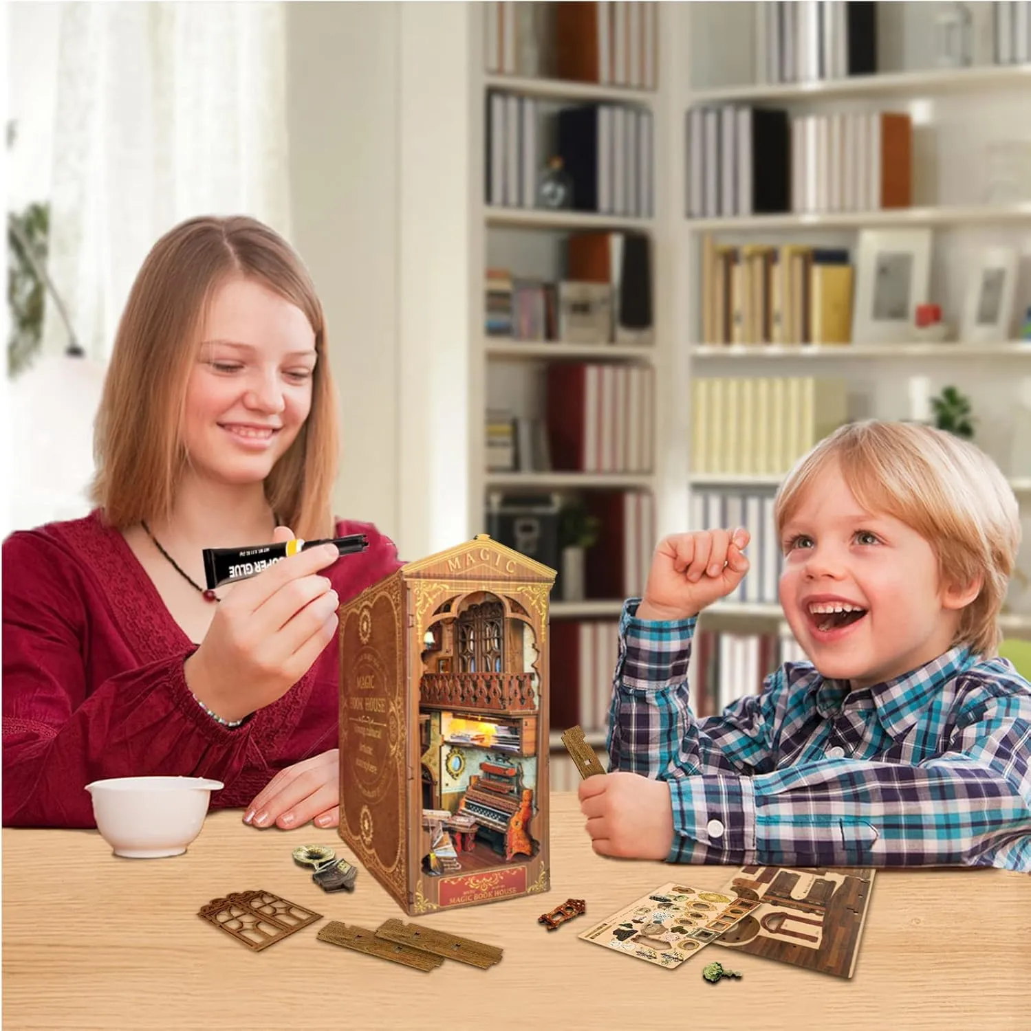 Spilay DIY Book Nook Kit,DIY Dollhouse Booknook Bookshelf Insert Decor Alley,Bookends Model Build kit,Handmade Crafts Gifts for Birthday Christmas