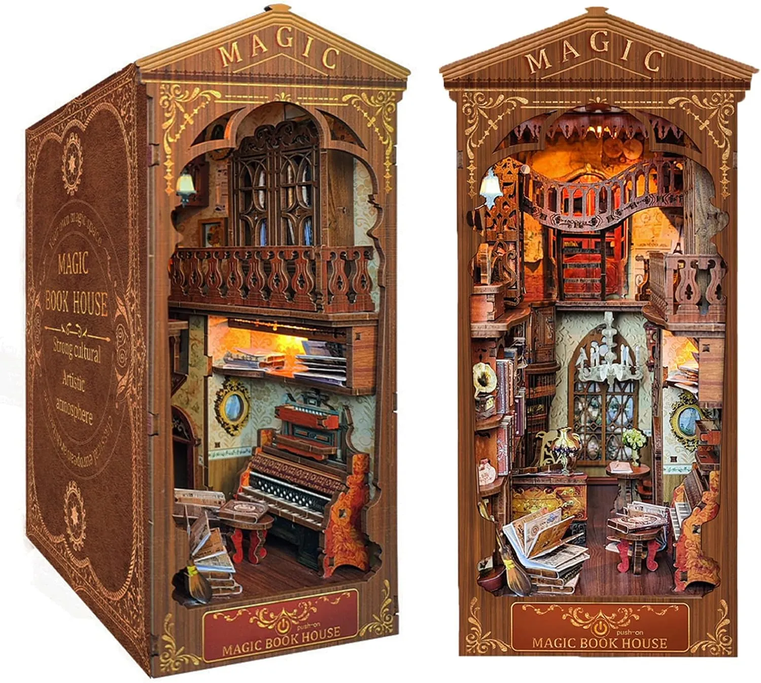 Spilay DIY Book Nook Kit,DIY Dollhouse Booknook Bookshelf Insert Decor Alley,Bookends Model Build kit,Handmade Crafts Gifts for Birthday Christmas