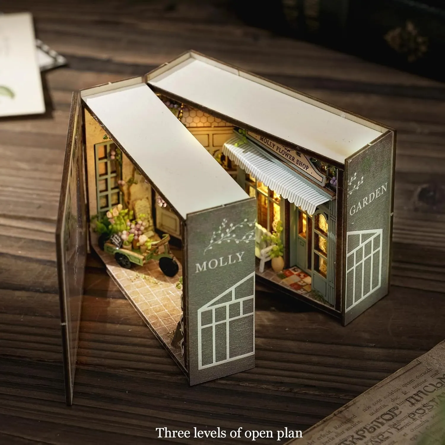 Spilay DIY Miniature Dollhouse Kit with Wooden Furniture, and LED DIY Dollhouse Kit, Handmade Crafts, Birthday, Christmas and Valentine's Day Gifts Magic House Series (Molly GAEDEN)