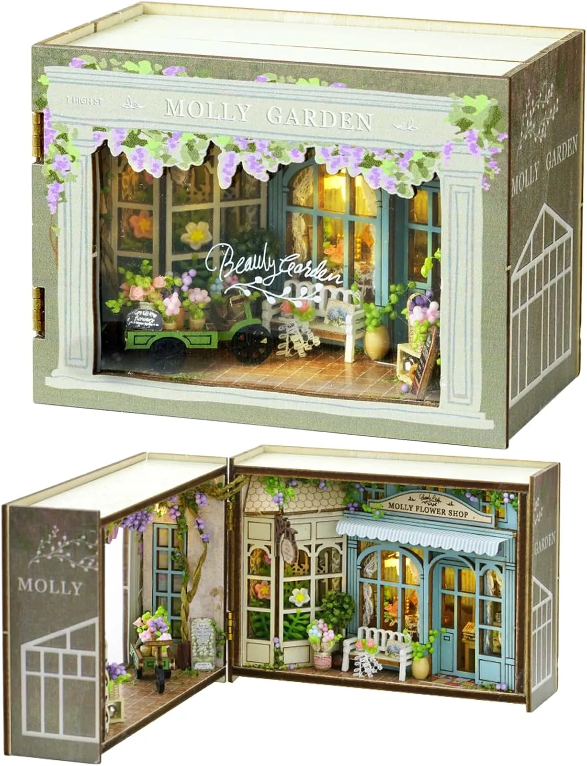 Spilay DIY Miniature Dollhouse Kit with Wooden Furniture, and LED DIY Dollhouse Kit, Handmade Crafts, Birthday, Christmas and Valentine's Day Gifts Magic House Series (Molly GAEDEN)