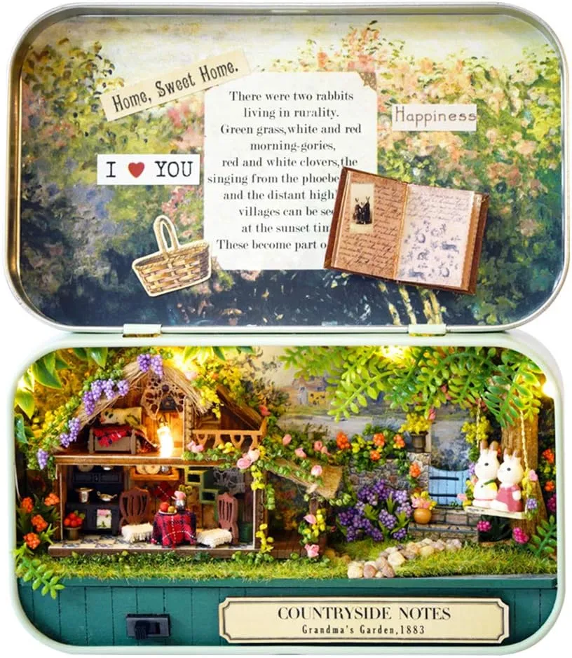 Spilay DIY Miniature Dollhouse Wooden Furniture Kit,Handmade Mini House Model,1:24 Scale Creative Doll House Toys for Lovers D31