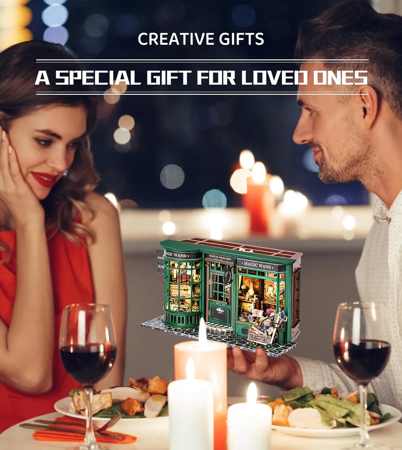 Spilay DIY Miniature Dollhouse Wooden Furniture Kit,Handmade Mini Modern Model Plus with Dust Cover & LED,1:24 Scale Creative Doll House for Lover Friend Gift (Magic House)