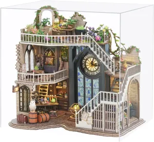 Spilay DIY Miniature Dollhouse Wooden Furniture Kit,Handmade Mini Modern Model Plus with Dust Cover,1:24 Scale Creative Doll House for Lover Friend Gift (Magic House-LV003)