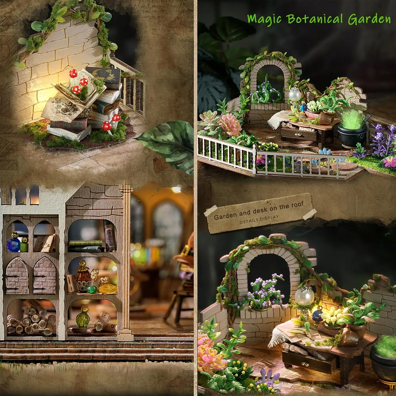 Spilay DIY Miniature Dollhouse Wooden Furniture Kit,Handmade Mini Modern Model Plus with Dust Cover,1:24 Scale Creative Doll House for Lover Friend Gift (Magic House-LV003)
