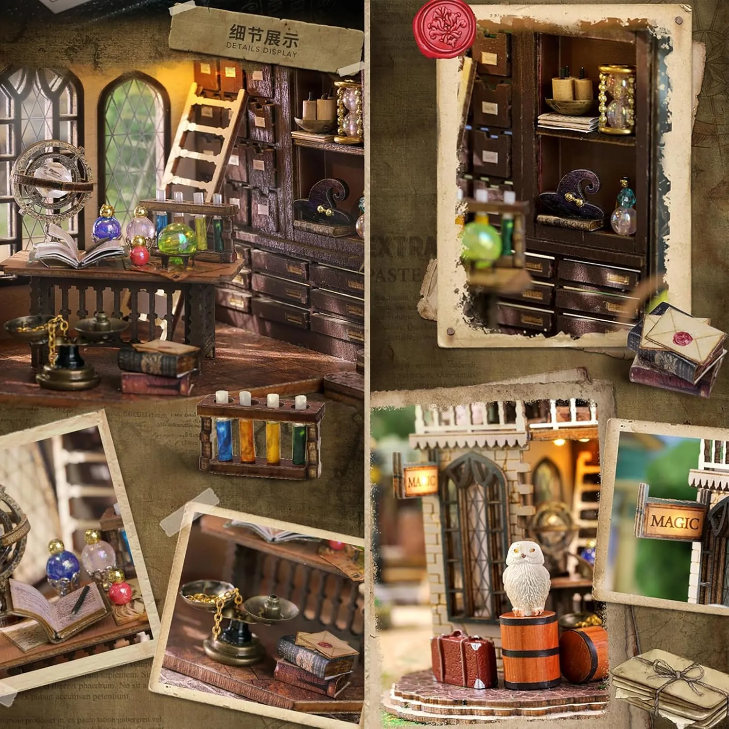 Spilay DIY Miniature Dollhouse Wooden Furniture Kit,Handmade Mini Modern Model Plus with Dust Cover,1:24 Scale Creative Doll House for Lover Friend Gift (Magic House-LV003)