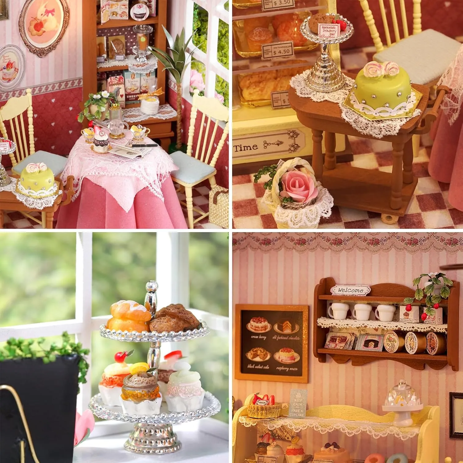 Spilay Dollhouse DIY Miniature Wooden Furniture Kit,Mini Handmade Big Castle Model,1:24 Scale Creative Doll House Toys for Adult Gift (Sweet Berry Time with Dust Cover Music Box)