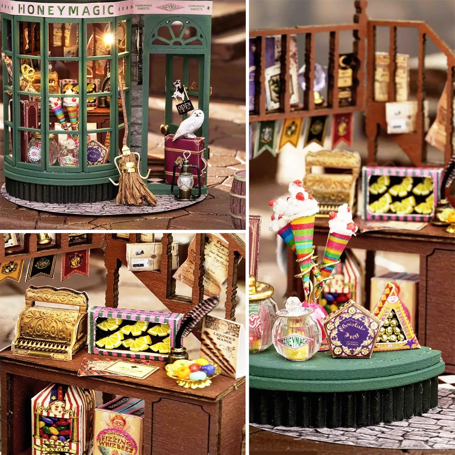 Spilay Dollhouse DIY Miniature Wooden Furniture Kit,Mini Handmade Doll House Model with Dust Cover & LED,1:24 Scale Creative Woodcrafts Toys for Adult Friend Lover Birthday Gift B48
