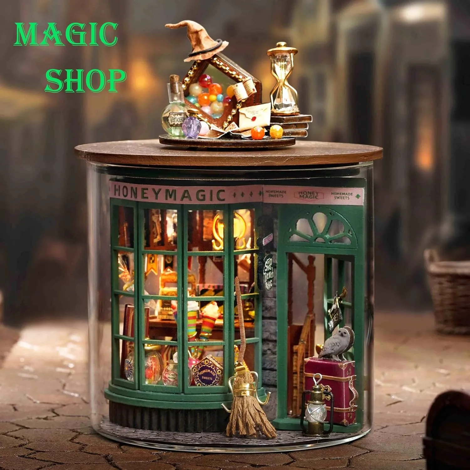 Spilay Dollhouse DIY Miniature Wooden Furniture Kit,Mini Handmade Doll House Model with Dust Cover & LED,1:24 Scale Creative Woodcrafts Toys for Adult Friend Lover Birthday Gift B48