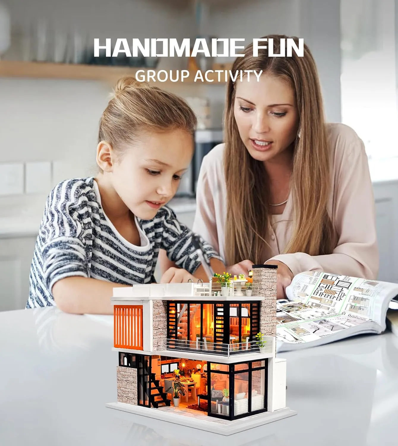 Spilay Dollhouse Miniature with Furniture,DIY Kit Mini Modern Villa Model with Music Box,1:24 Scale Creative Doll House Best Christmas Birthday Gift for Lovers Boys and Girls(Florence)