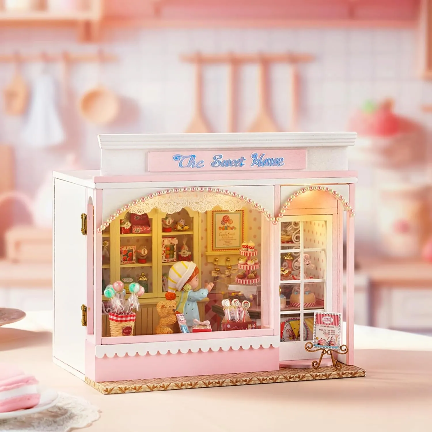 Spilay Dollhouse Miniature with Furniture,DIY Wooden Crafts Doll House Mini Handmade Kit with Dust Proof Cover and Music Movement,1:24 Scale Creative Room Idea Gift for Adult Friend Lover