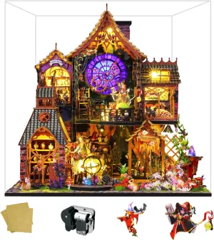 Spilay Dollhouse Miniature with Furniture,DIY Wooden Crafts Doll House Mini Handmade Kit,1:24 Scale Creative Room Idea Gift for Adult Friend Lover (Magic Forest with Dust Cover Music Box)