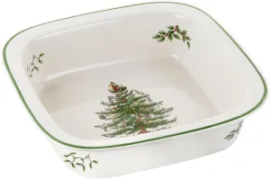 Spode Christmas Tree 10" Square Baker - Porcelain Baking Dish for Lasagna, Casserole, Holiday Desserts - Oven to Table Bakeware & Dishwasher Safe - Festive Holiday Serveware for Christmas Table
