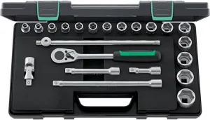 Stahlwille 96031448 1/2" Hex Socket Set, 10mm to 32mm, Includes Ratchet 22 Pieces, Stored in ABS Plastic Case, Ideal for Heavy-Duty Applications, Strong & Precise, Made in Germany