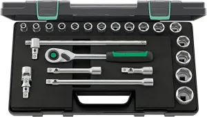 Stahlwille 96031480 1/2" Hex Socket Set, 10mm to 32mm, Includes Ratchet 22 Pieces, Stored in ABS Plastic Case, Ideal for Heavy-Duty Applications, Strong & Precise, Made in Germany