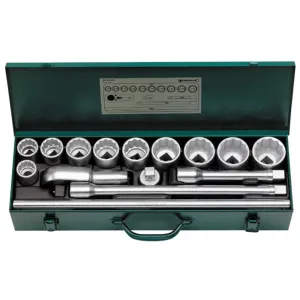 Stahlwille 96054101 17-Piece 3/4" Bi-Hex Socket Set with Ratchet Head, Accessories, ABS Plastic Case, Ideal for Heavy-Duty Applications, Made in Germany
