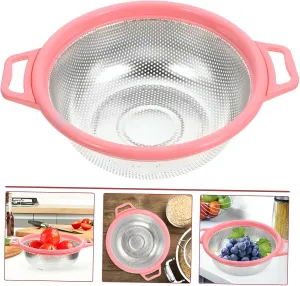 Stainless Steel Colander with Handle – Easy Grip, Micro-Perforated Mesh Strainer with Legs