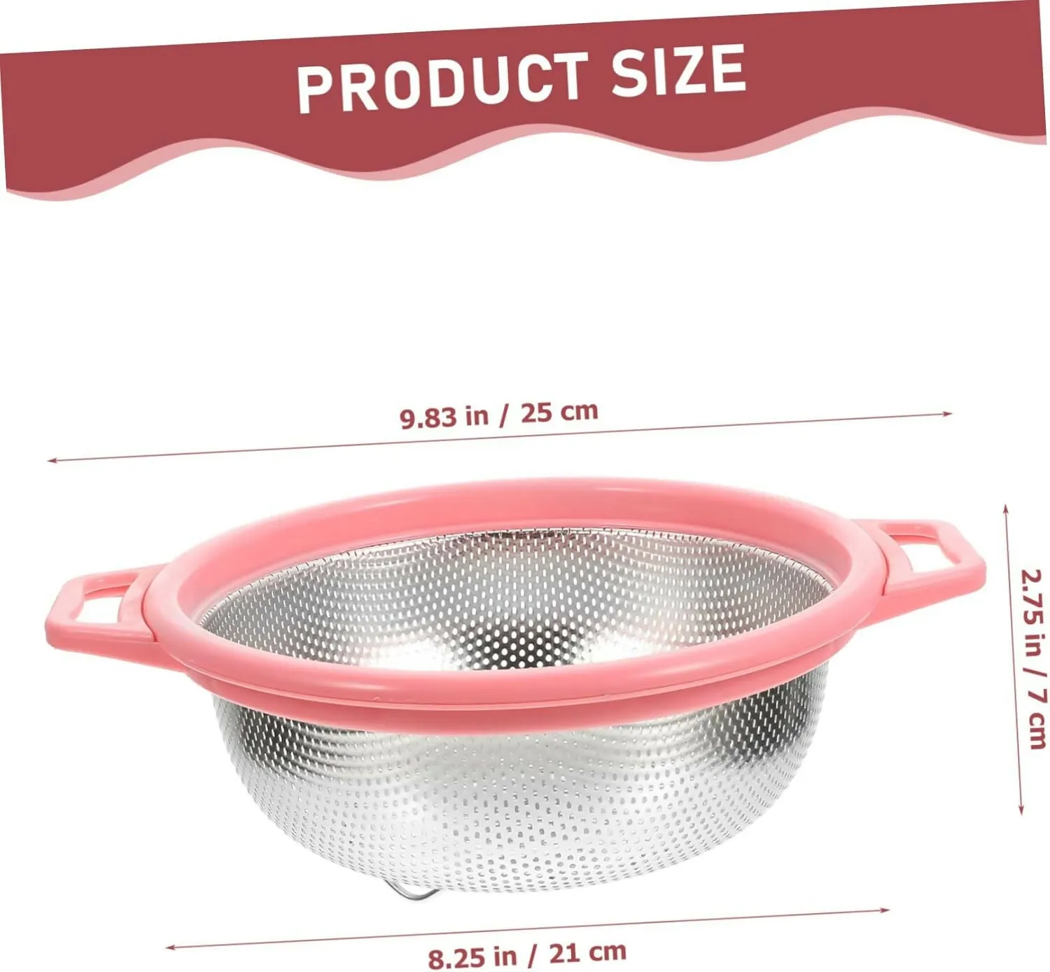 Stainless Steel Colander with Handle – Easy Grip, Micro-Perforated Mesh Strainer with Legs