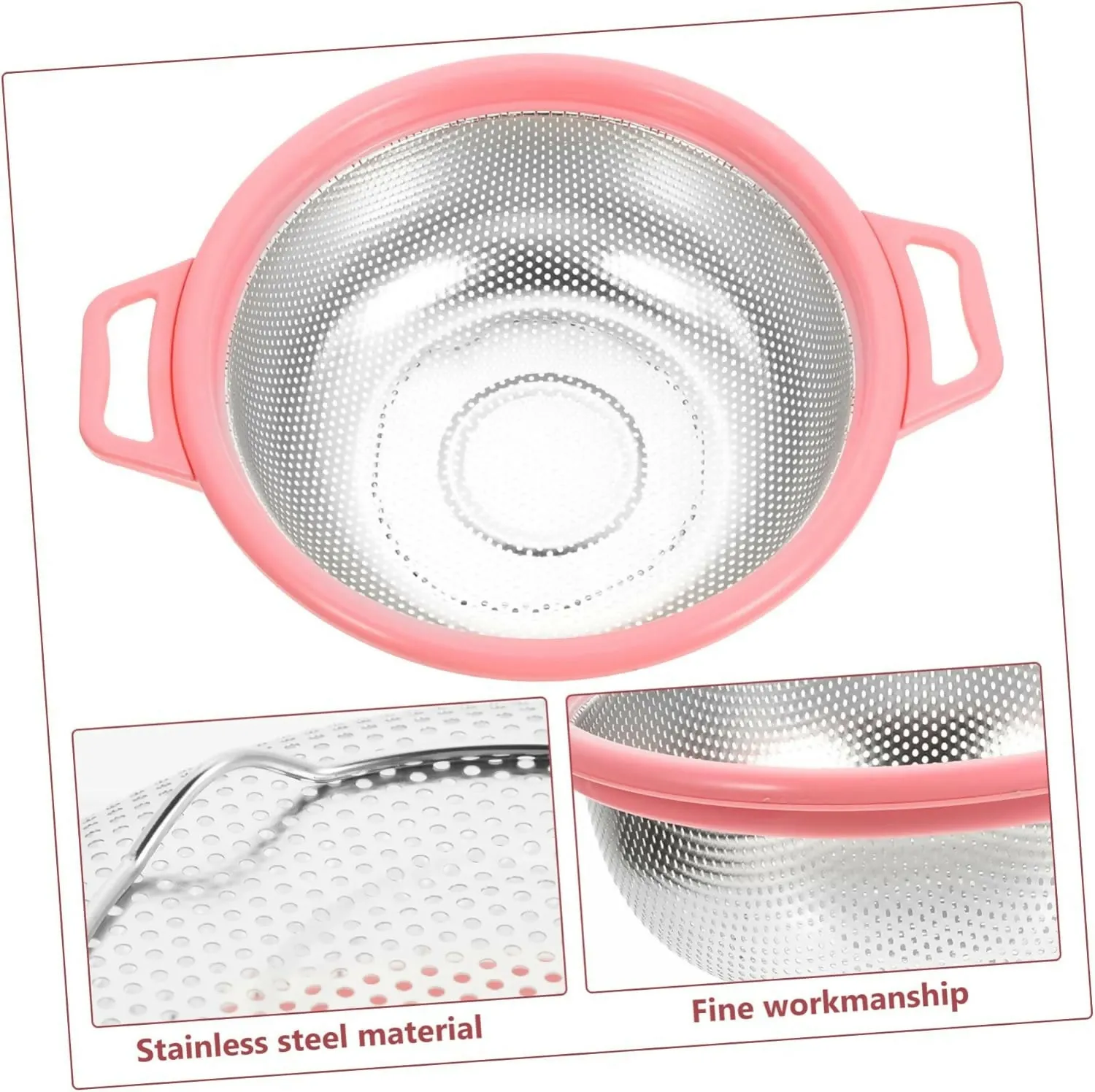Stainless Steel Colander with Handle – Easy Grip, Micro-Perforated Mesh Strainer with Legs