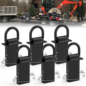 Stake Pocket Tie Down D Rings 6 Pack, Heavy Duty 5/8” Stake Pocket Tie Down D Rings for for Flatbed Cargo Trucks and Trailers, Adjustable Utility Trailer D Rings with Anti-loss Pin, 18000 LBS Capacity