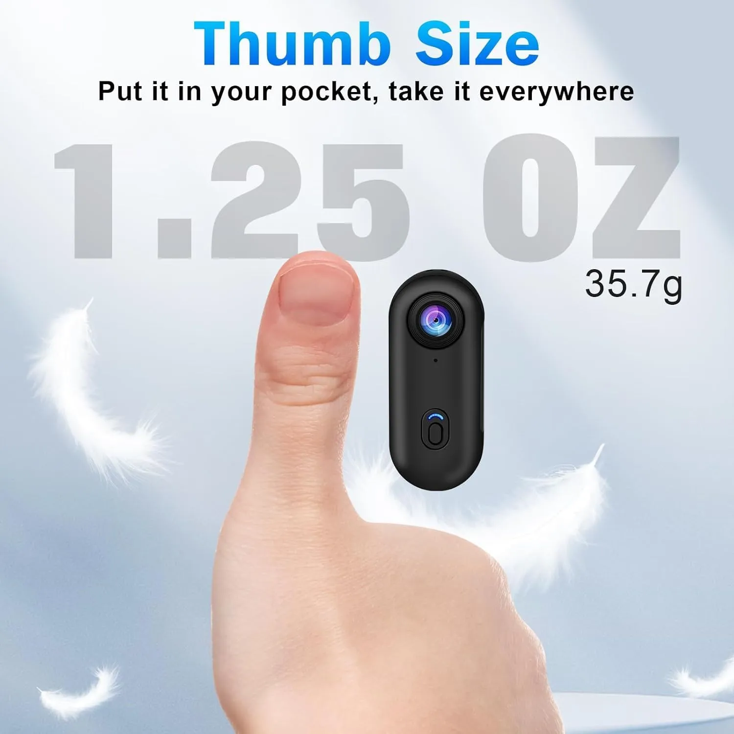 Stallion Frames Body Camera, Stallionframes 4K Mini Handsfree Bodycam, IPX7 Waterproof Wearable Hands-Free Magnetic Camera, Thumb Size Sports Body Cameras with Audio and Video Recording (White 32G)