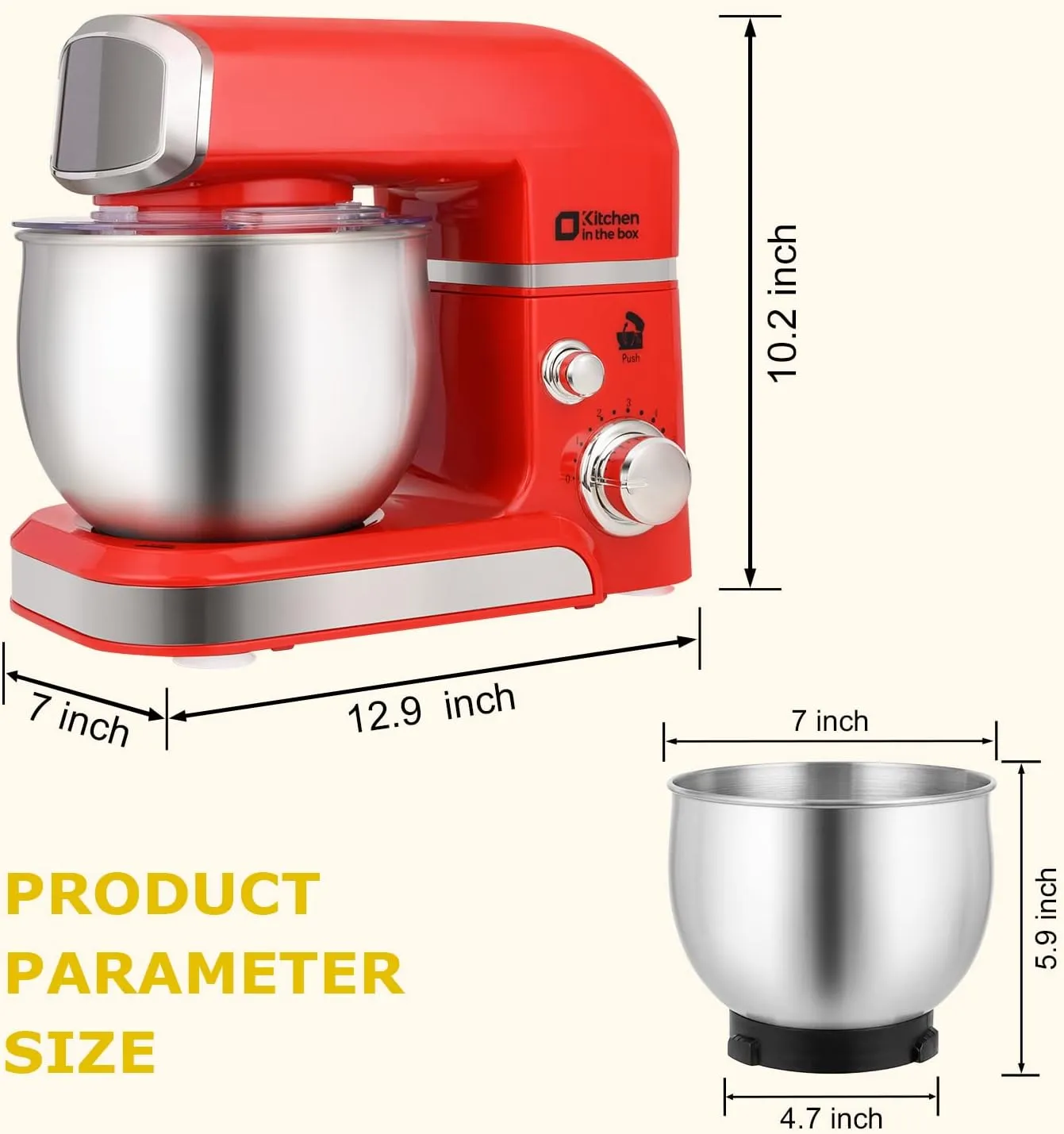 Stand Mixer, Kitchen in the box 3.2Qt Small Electric Food Mixer,6 Speeds Portable Lightweight Kitchen Mixer for Daily Use with Egg Whisk,Dough Hook,Flat Beater (Red) (Renewed)
