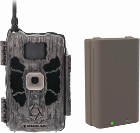 Stealth Cam Deceptor NO GLO 80ft Detection & IR Range 40MP Photo 1440P HD Video Capture Hunting Cellular Trail Camera and FieldMax Lithium Rechargeable Battery Cartridge - Dual Network