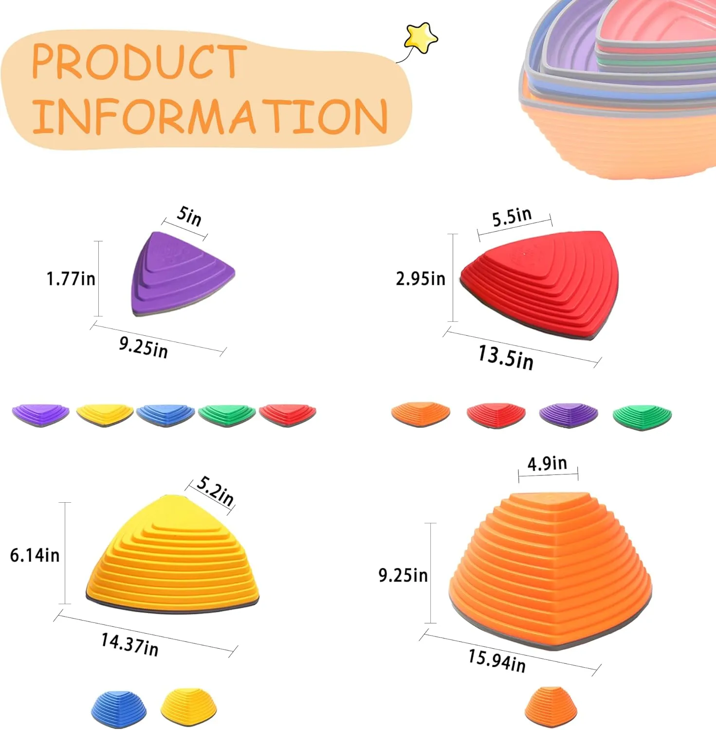 Stepping Stones for Kids Ages 3 and Up - Durable Stepping Stones Encourage Toddler Balance & Gross Motor Skills with Non-Slip Surface for Indoor Obstacle Courses Outdoor Toys Play