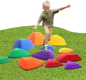 Stepping Stones for Kids Ages 3 and Up - Durable Stepping Stones Encourage Toddler Balance & Gross Motor Skills with Non-Slip Surface for Indoor Obstacle Courses Outdoor Toys Play
