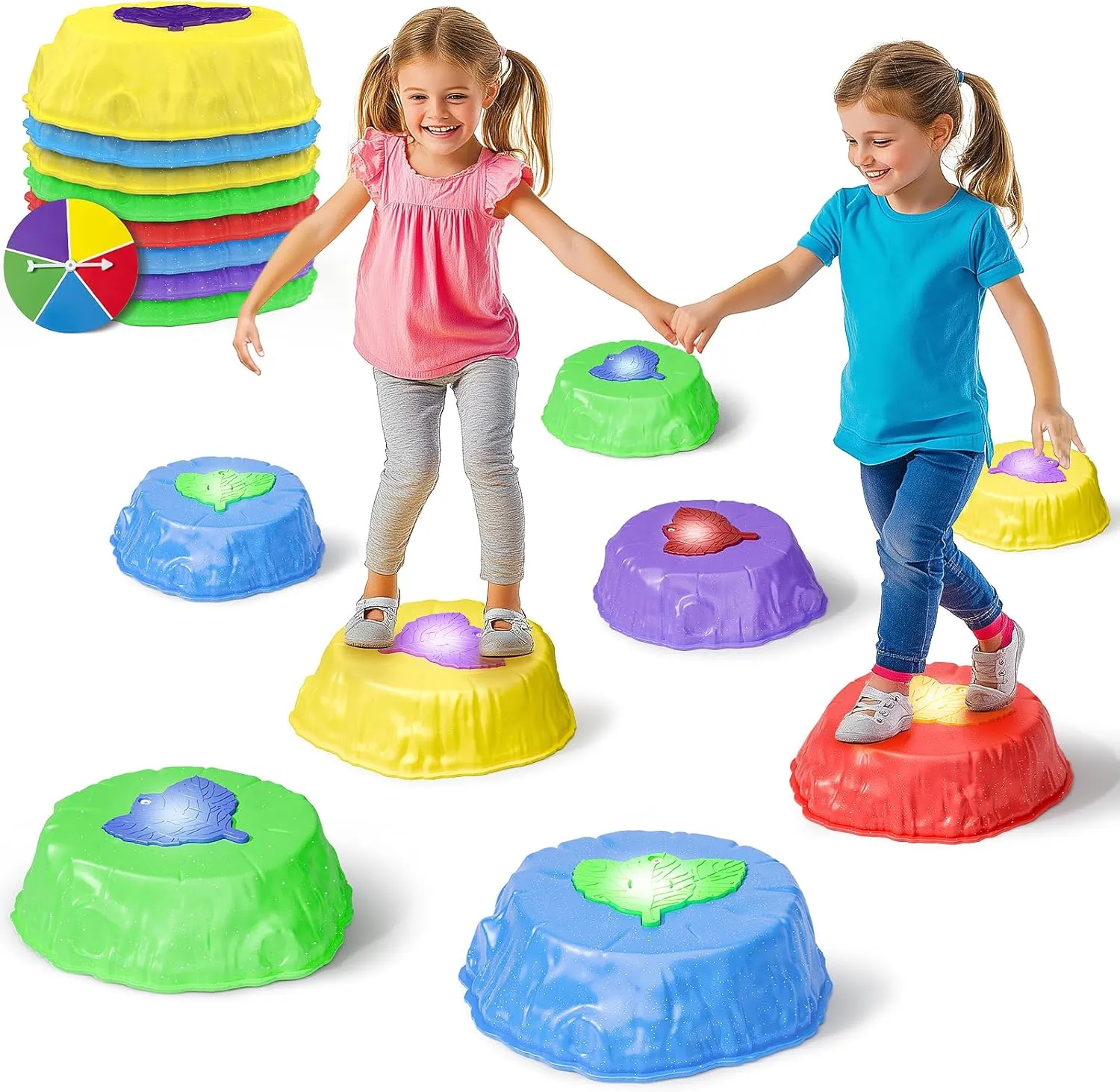 Stepping Stones for Kids,8 Pcs Lighting Non-Slip Balance Stones 200 lbs Weight Capacity,Sensory Toys for Kids 3-7,Encourage Toddler Balance & Gross Motor Skills,Indoor&Outdoor Toys
